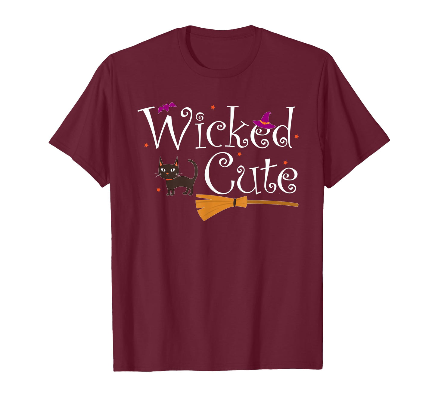 Wicked Cute Witch Halloween Costume Cat Broom Hat Gift T-Shirt for Men Women Kids