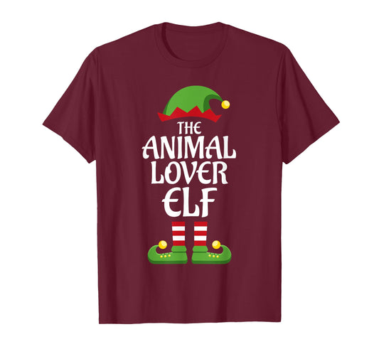 Animal Lover Elf Family Matching Group Christmas T-Shirt