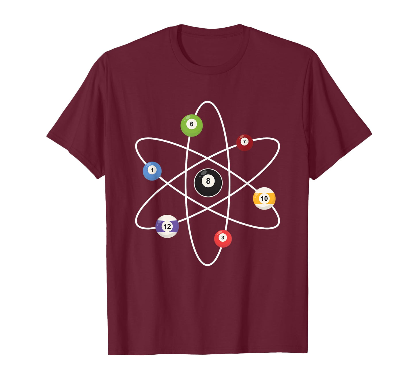 Cue Ball Atoms - Billiard Lover Pool Player Game Sports T-Shirt