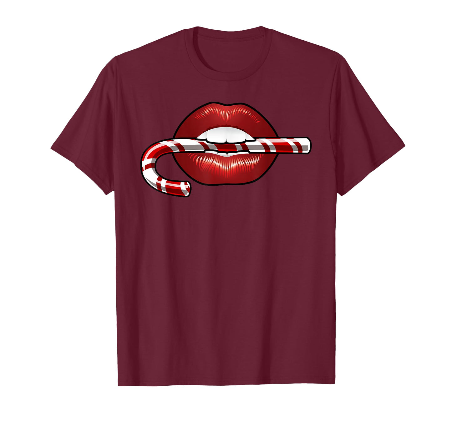 Sexy Candy Cane lips novelty Holiday Candy Cane T-Shirt