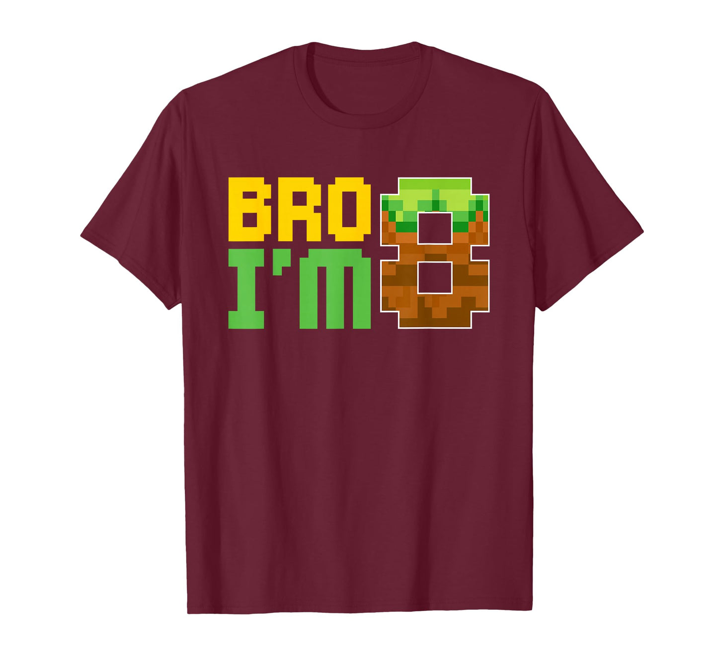 Kids Boys Birthday Party Bro I'm 8 Birthday Video Game Pixel T-Shirt