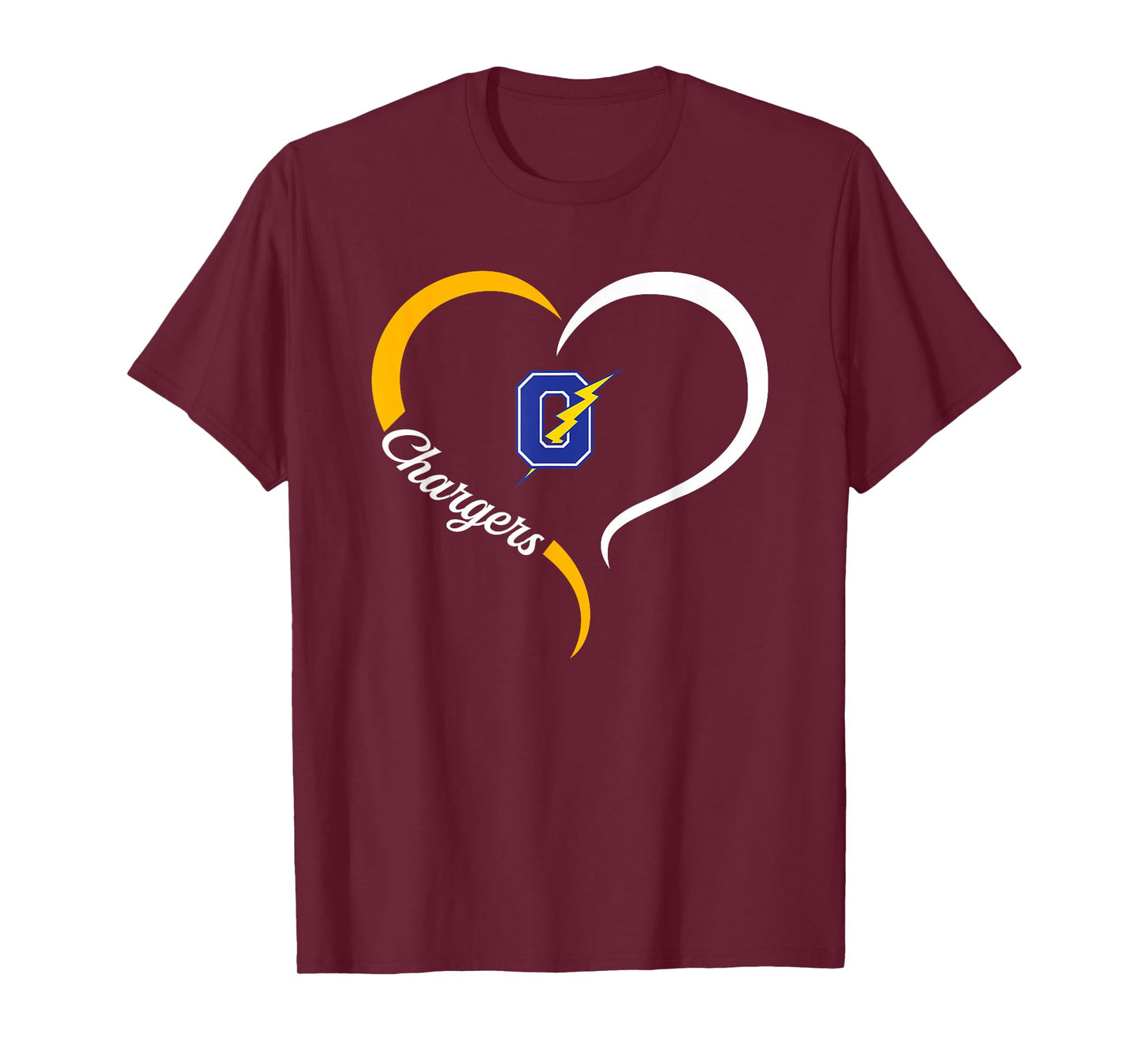 Oxford Chargers Logo Half Heart Slogan HS T-Shirt