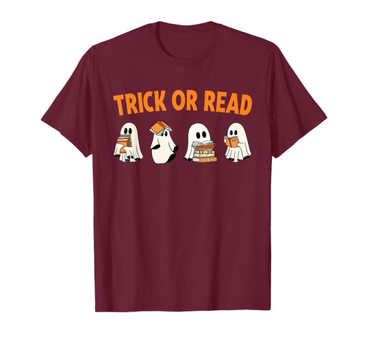 Trick or Read Halloween Ghost Reading Book Lover Halloween T-Shirt