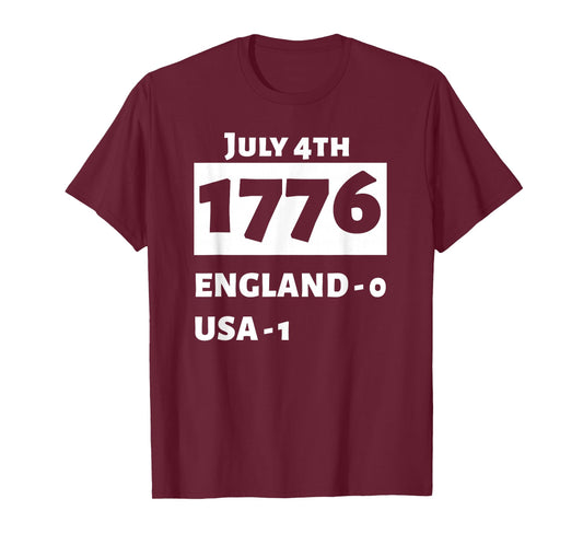 Patriotic for USA Fourth Of July 1776 Independence T-Shirt - Black, Unisex, Short Sleeve, Classic Fit, Small
