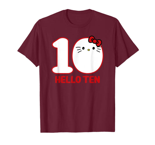 Happy Birthday Kitty, Cute Hello Ten Bday 10th Kawaii Gift T-Shirt