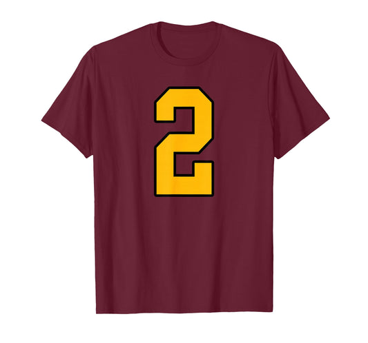 Gold and Black Sports Number 2 Jersey Uniform Player T-Shirt