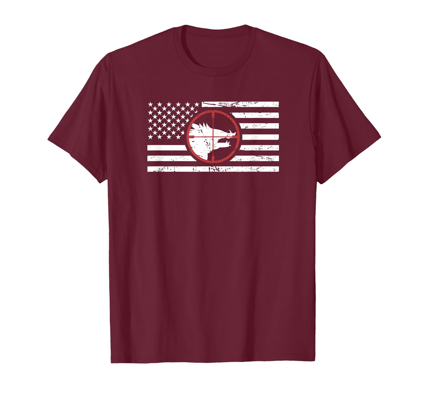 Wild Hog Hunter T-Shirt / Gift For Pig Hunters | USA Flag Women Men T-Shirt