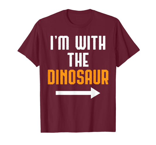 I'm With The Dinosaur Shirt Costume Funny Halloween Couple T-Shirt