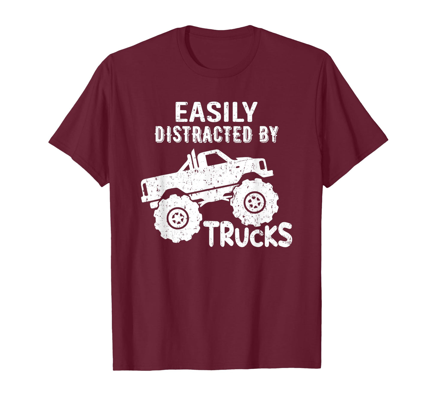 Easily Distracted By Trucks Truck Lover Vintage Distressd T-Shirt