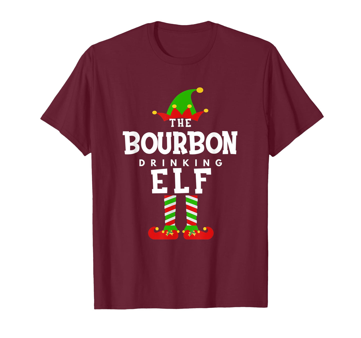 The Bourbon Drinking Elf Costume Christmas Morning Matching T-Shirt
