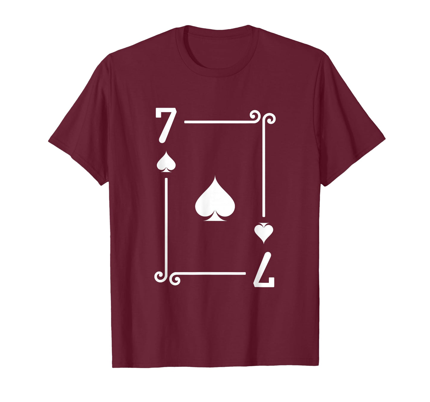 7 Spades Playing Card Graphic - White Seven Card T-Shirt