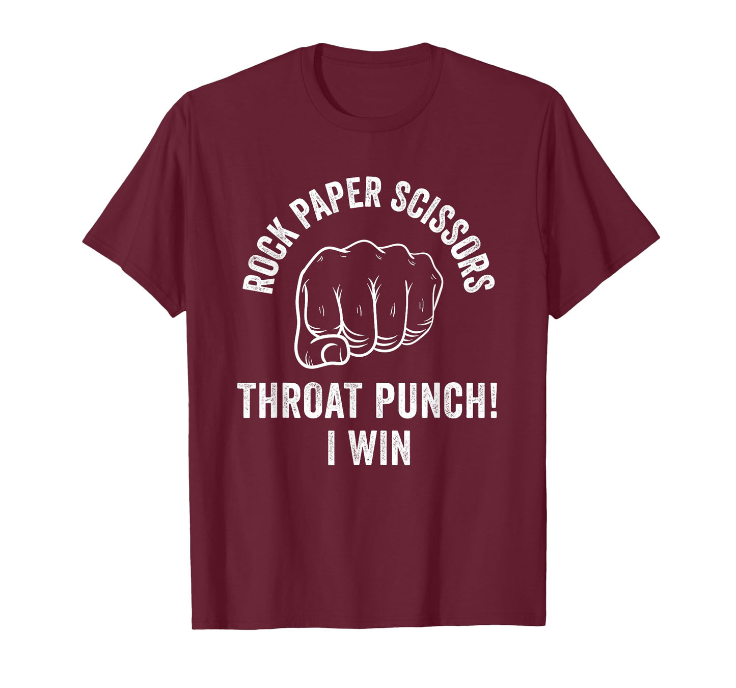 Mens Rock Paper Scissors Throat Punch Sarcastic Design T-Shirt