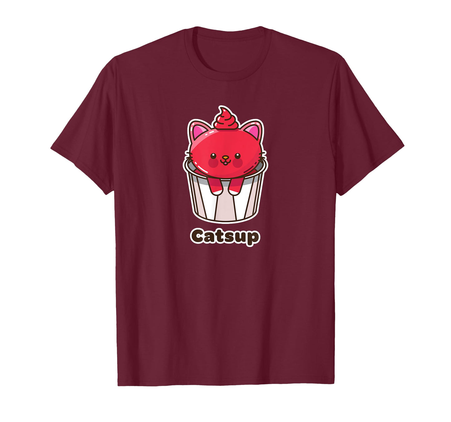 Kawaii Cat Catsup Ketchup Cute Fun Japanese Food Pun Gift T-Shirt for Men Women Kids