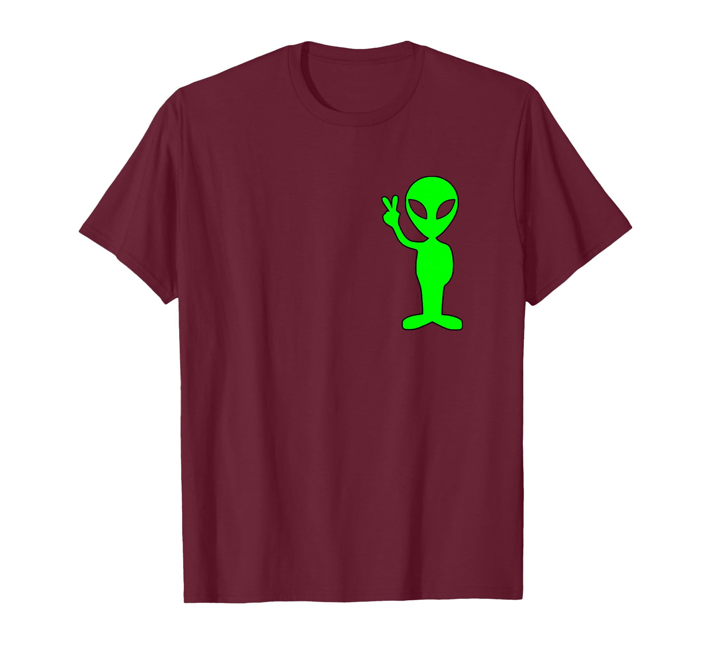 Lime Green Alien Peace Sign Funny Pocket Logo Graphic Gift T-Shirt