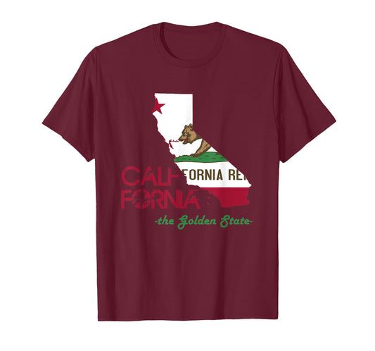 California State Flag Map T Shirt The Golden State T-Shirt