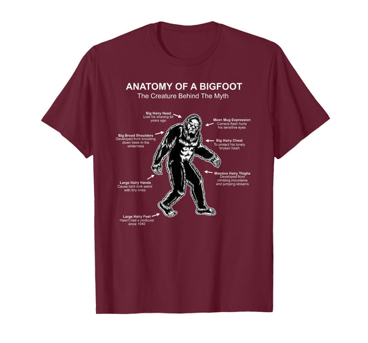 Bigfoot Tshirt for Science Lovers: Anatomy of A Bigfoot T-Shirt