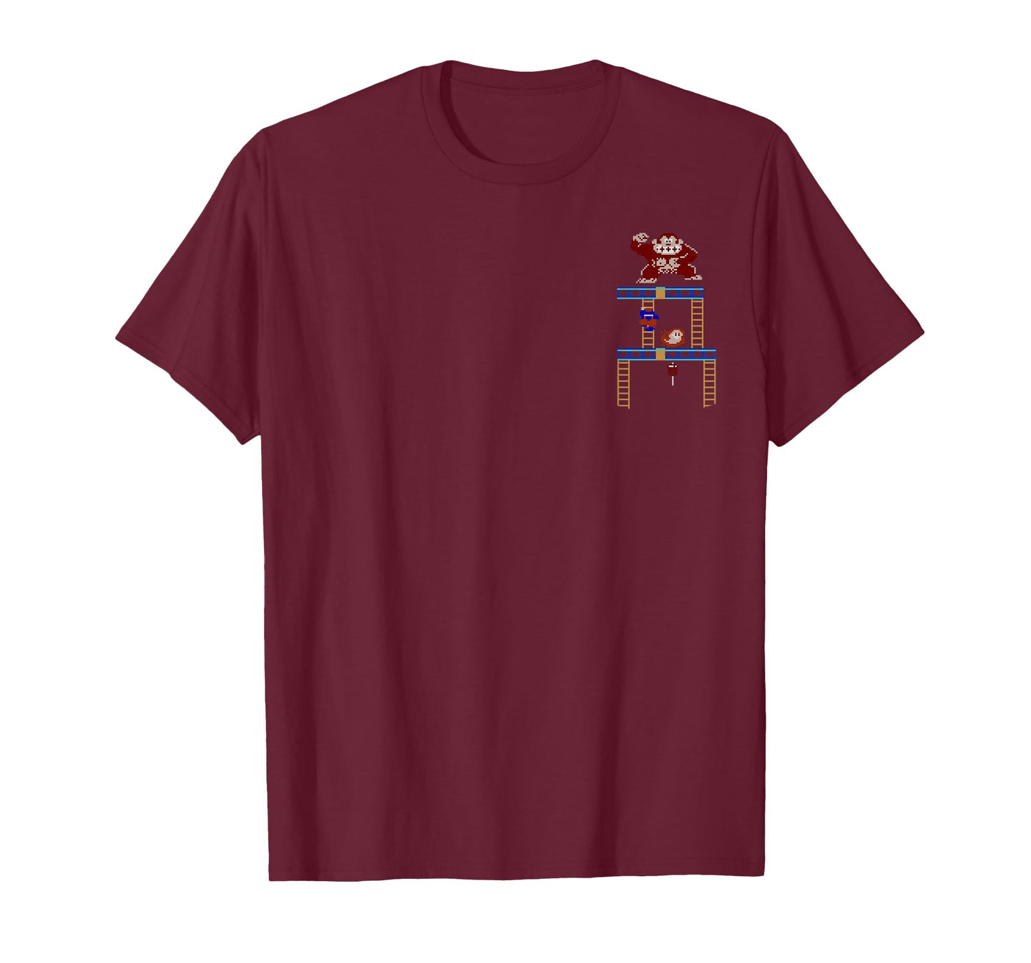 Super Mario Donkey Kong Ladder Pixel Game Scene Portrait T-Shirt