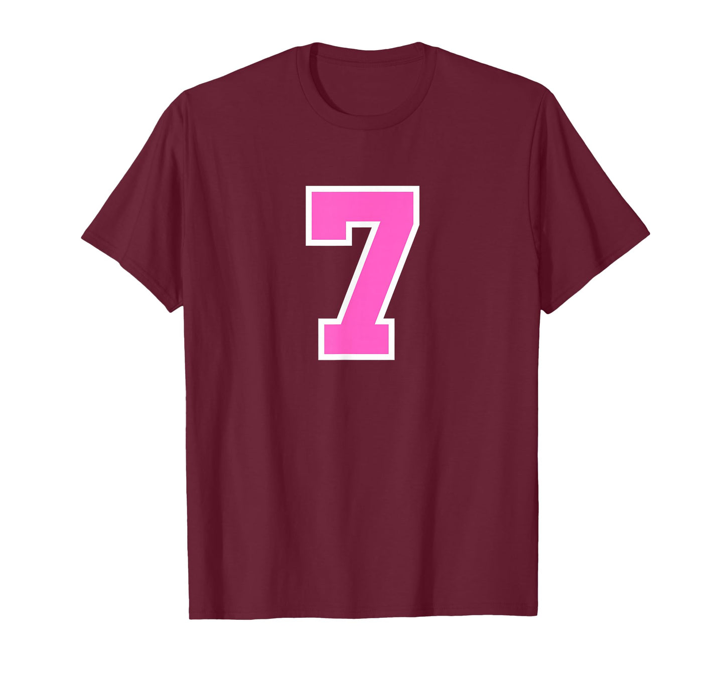 Pink Sports Team Number #7 T-Shirt