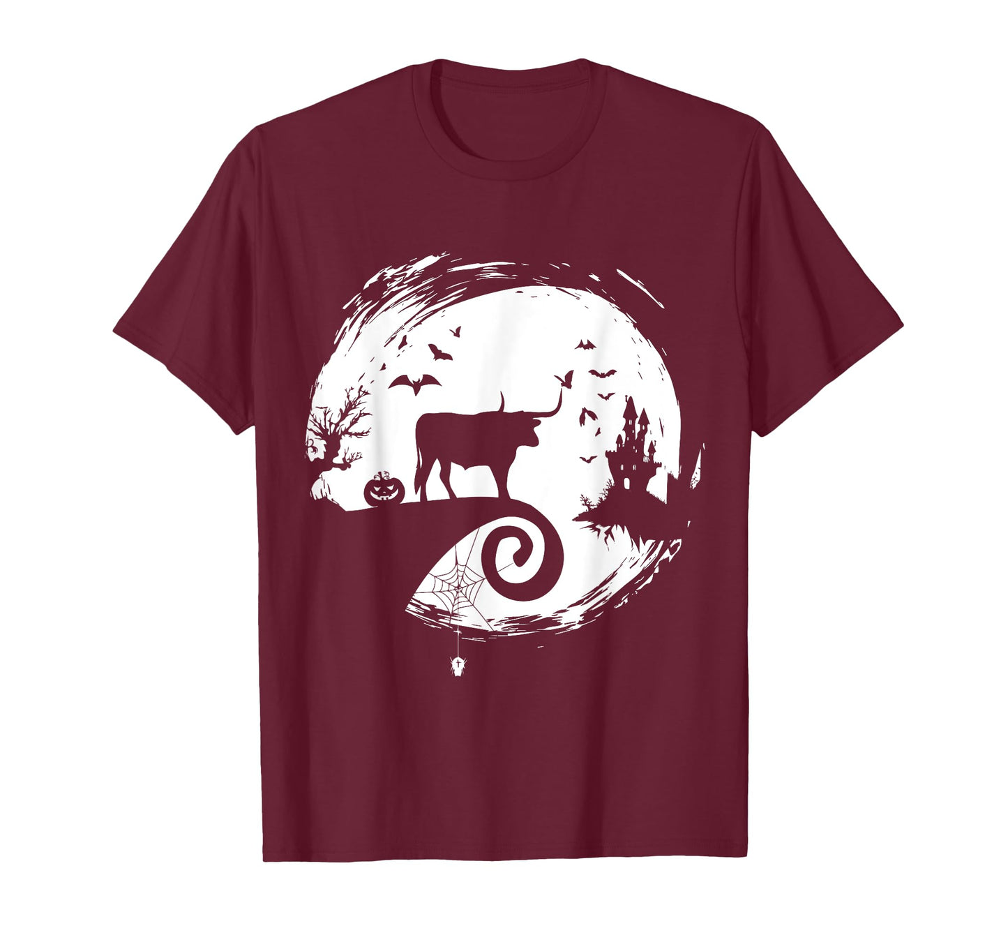 Texas Longhorn Halloween Costume Moon Silhouette Creepy T-Shirt