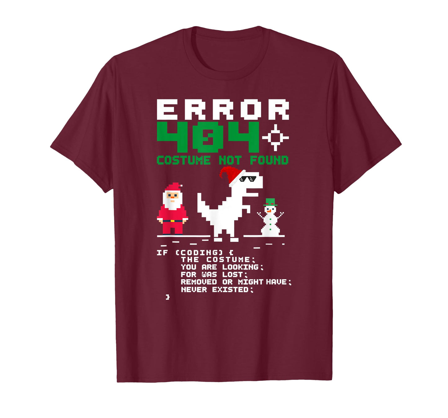 Christmas Error 404 Costume Not Found Coding Programmer Geek T-Shirt