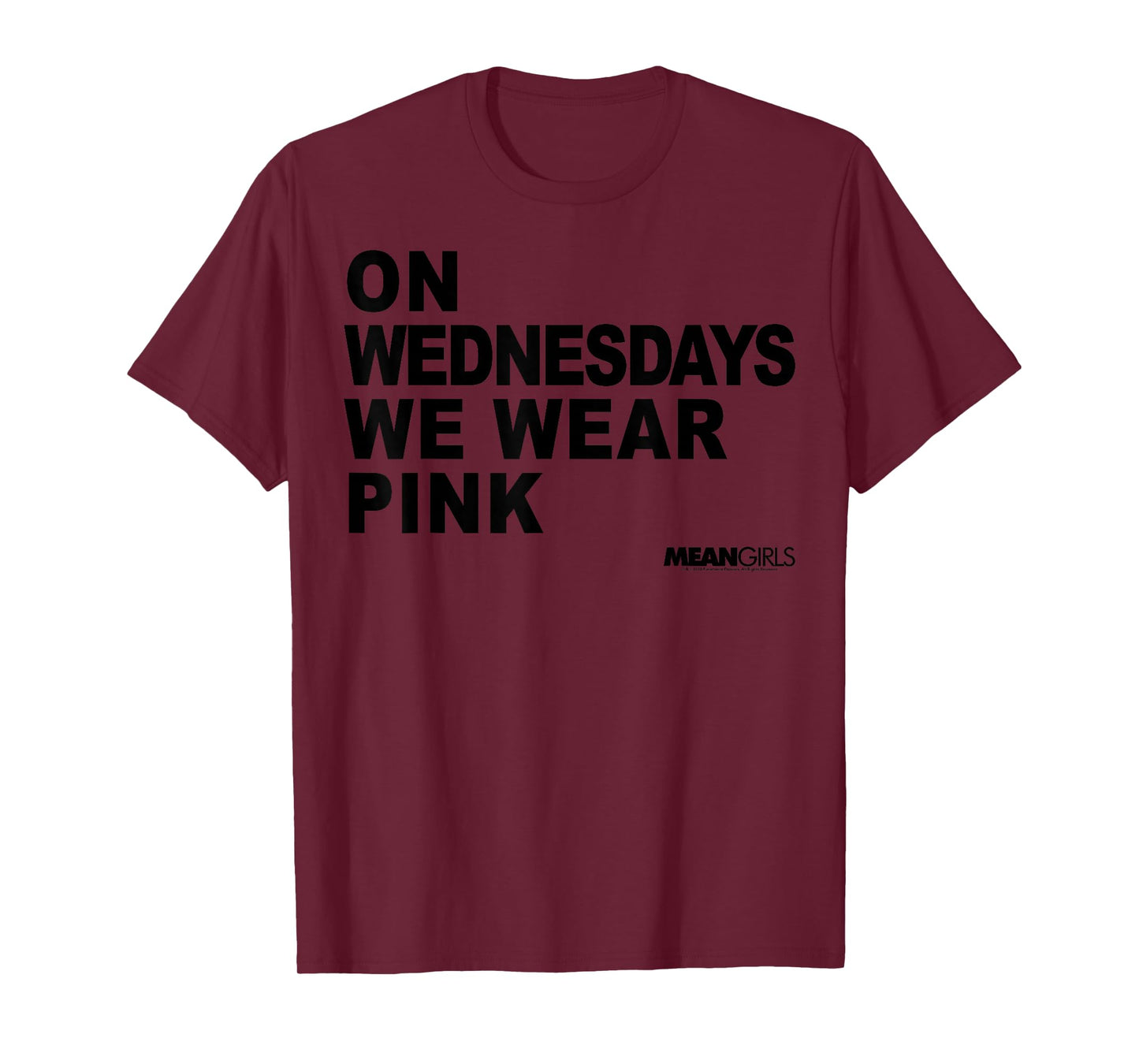 Mean Girls On Wednesdays We Wear Pink Stacked Text T-Shirt