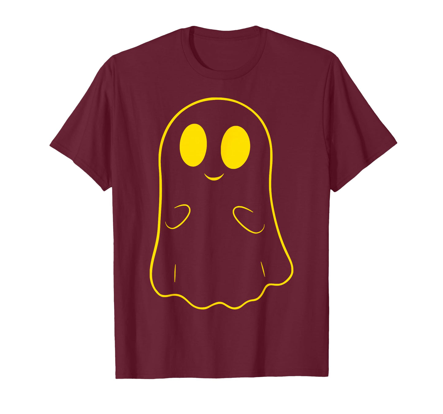 Cute Ghost Yellow Eyes Halloween Silhouette Outline T-Shirt