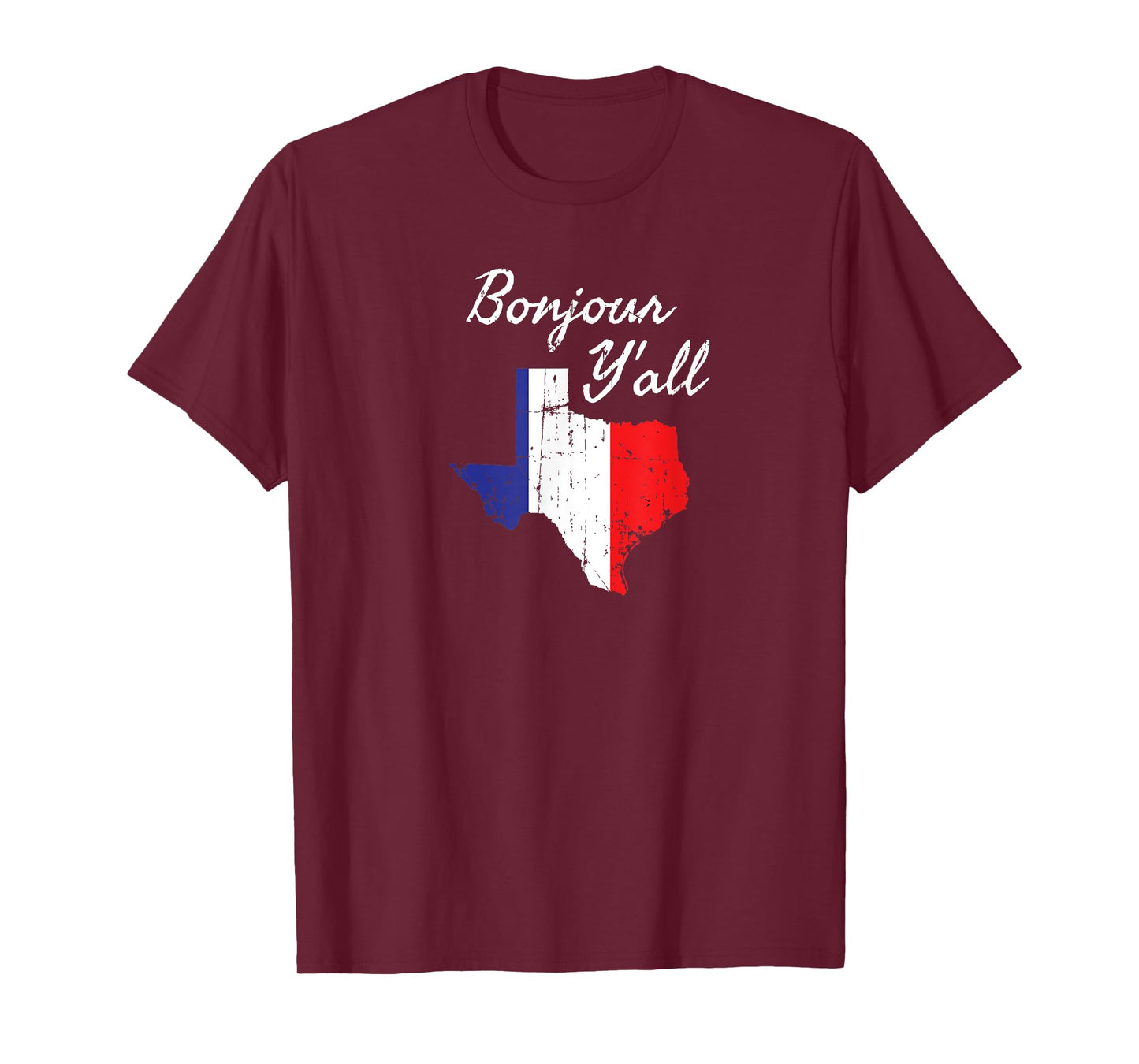 Funny Texas Gifts Bonjour Y'All French Flag Quote T-Shirt
