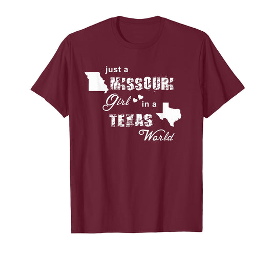 Just a Missouri girl in a Texas world T-shirt T-Shirt