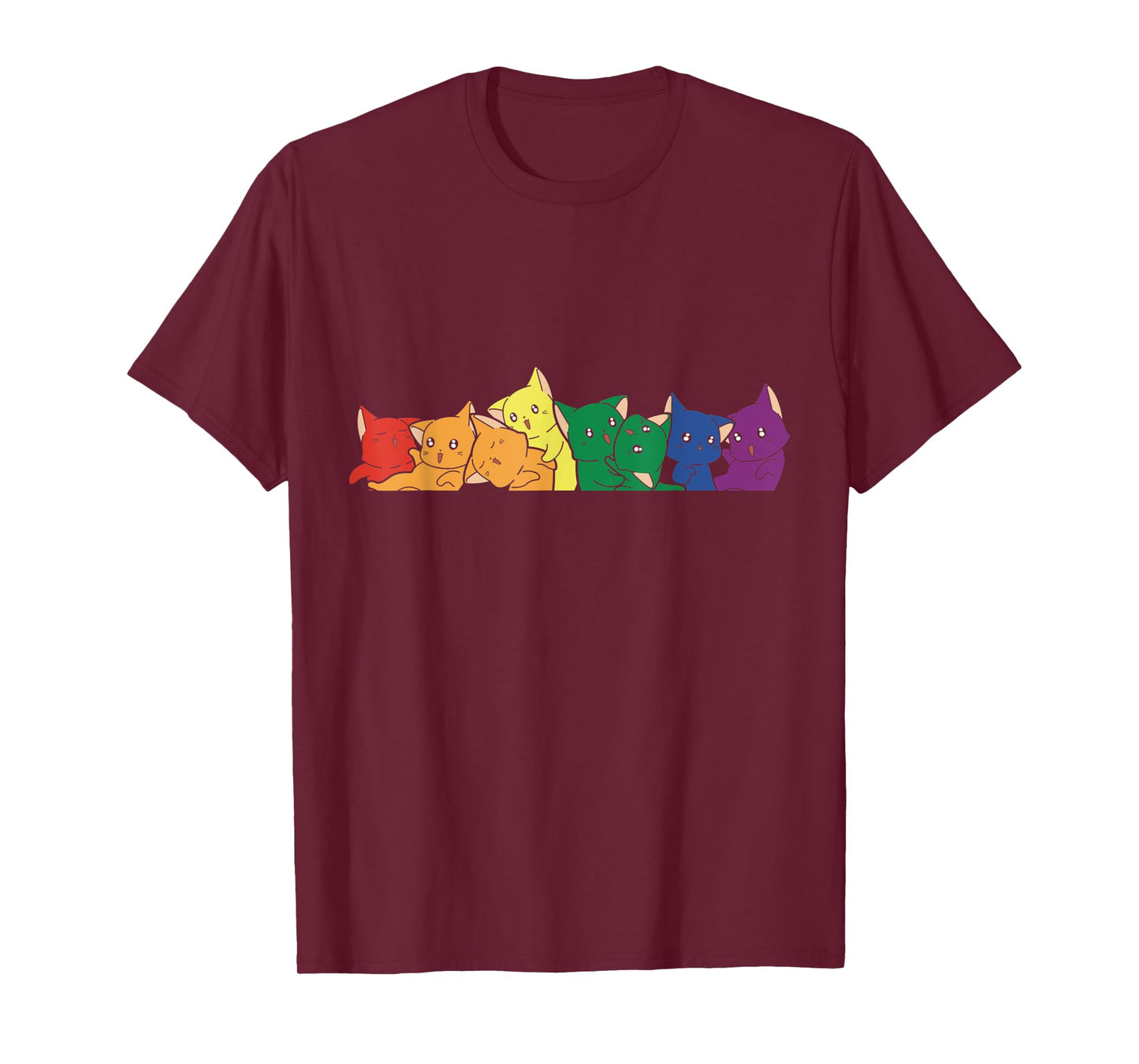 Cute Kittens Pile Kawaii Anime Rainbow LGBT Gay Pride Cat Men Women Kids T-Shirt