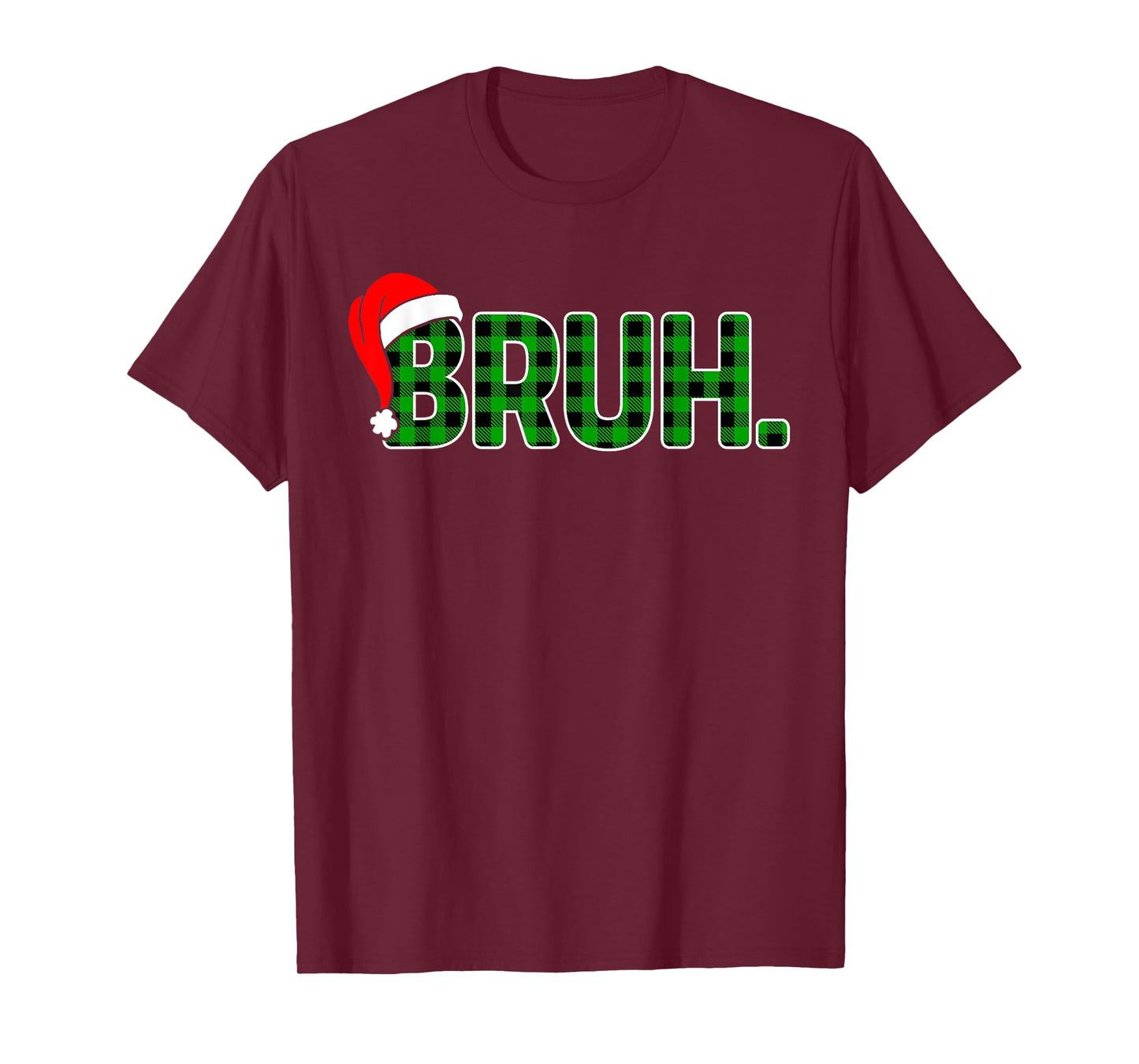 Bruh Funny Christmas Plaid Teens Boys Kids Xmas Pajamas T-Shirt
