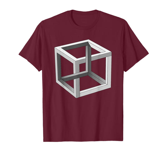 Cube Optical Illusion Necker Cube Architect Optical Illusion T-Shirt
