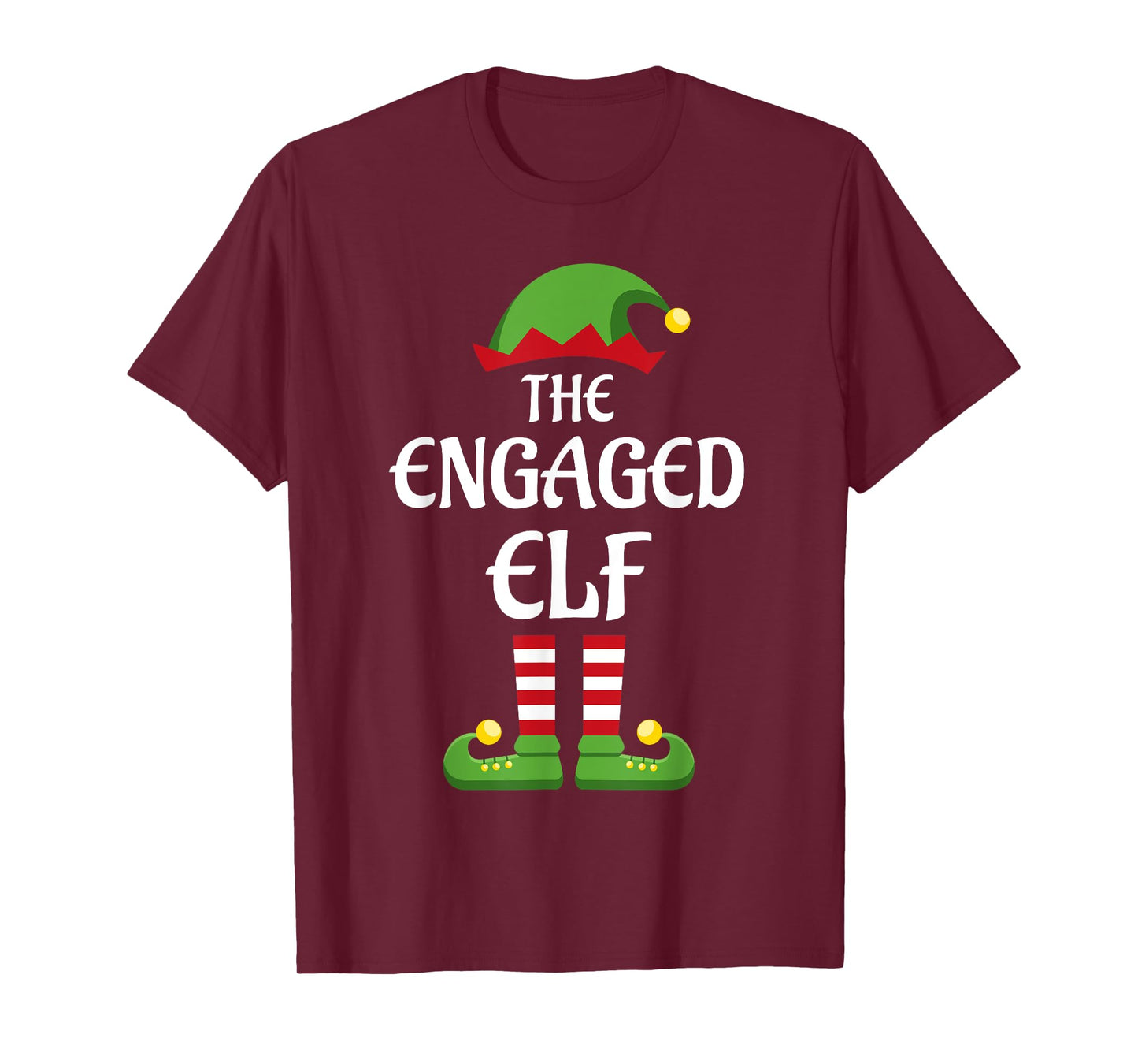Engaged Elf Family Matching Group Christmas Engagement T-Shirt