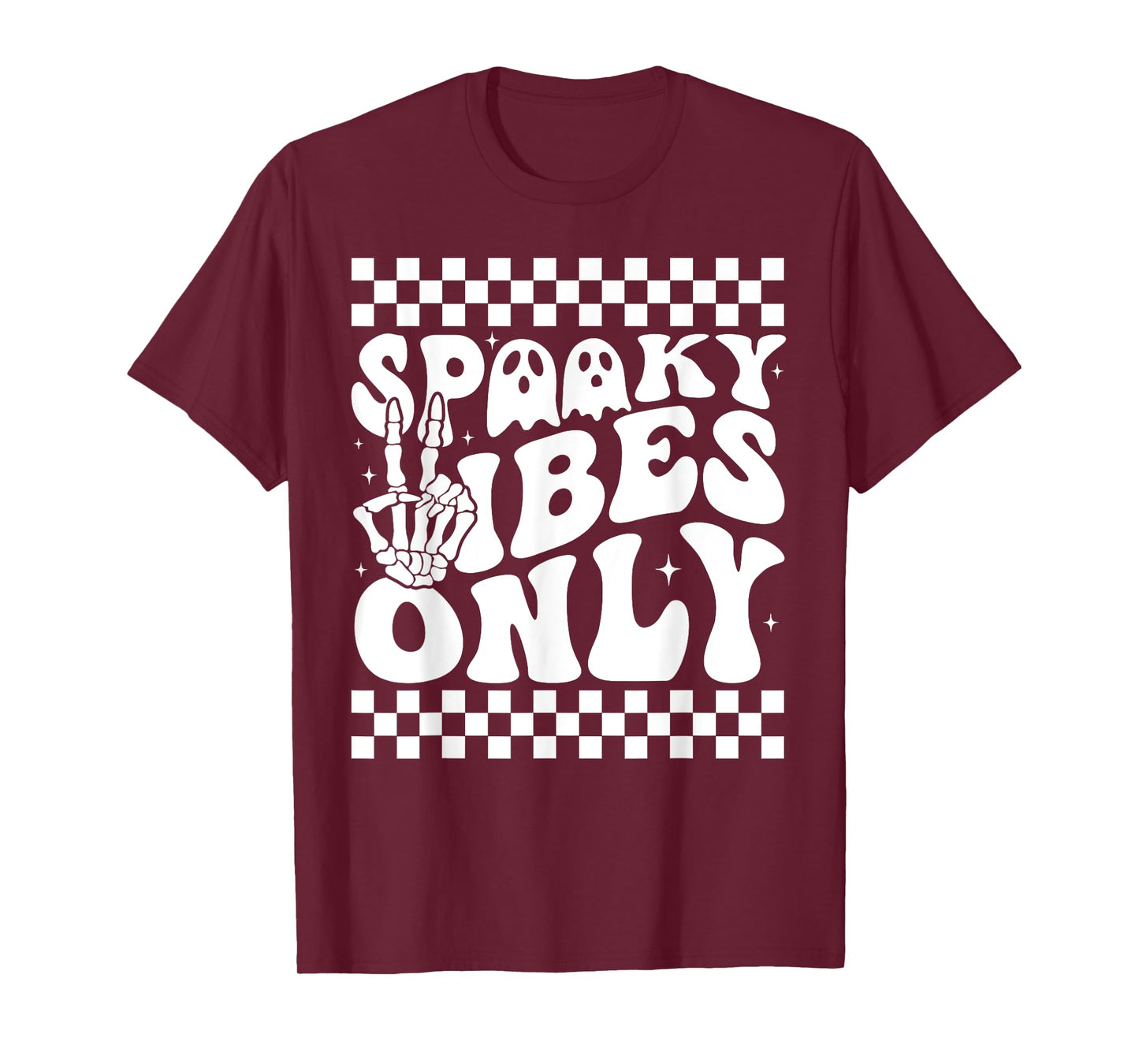Spooky Vibes Only Toddler Halloween Skeleton Peace Retro T-Shirt