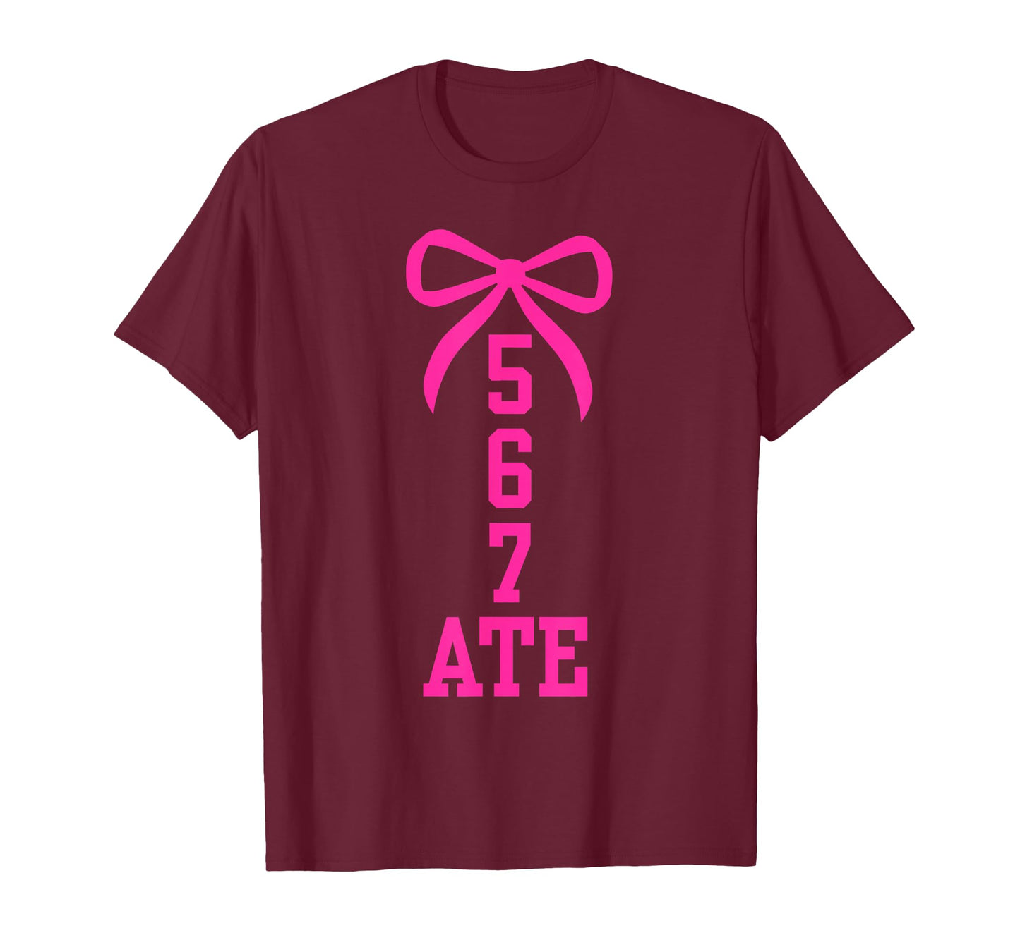 Five Six Seven Ate Cheer Dance Coquette Bow Pink Cheerleader T-Shirt