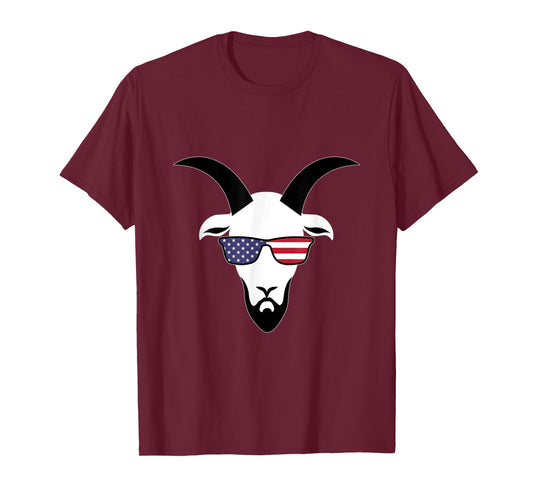 4th of July American Hipster Goat with Beard and Sunglasses T-Shirt for Women Men