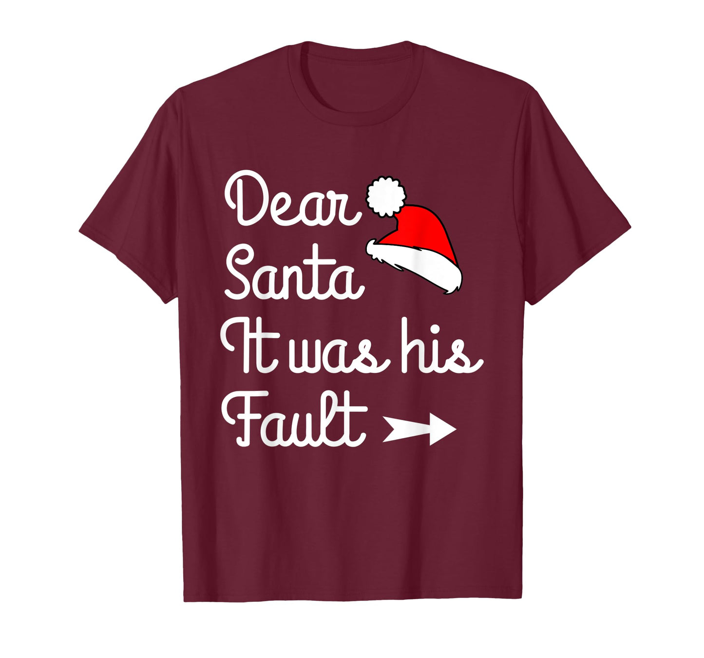 Funny Christmas Couples tee Dear Santa It Was His Fault T-Shirt