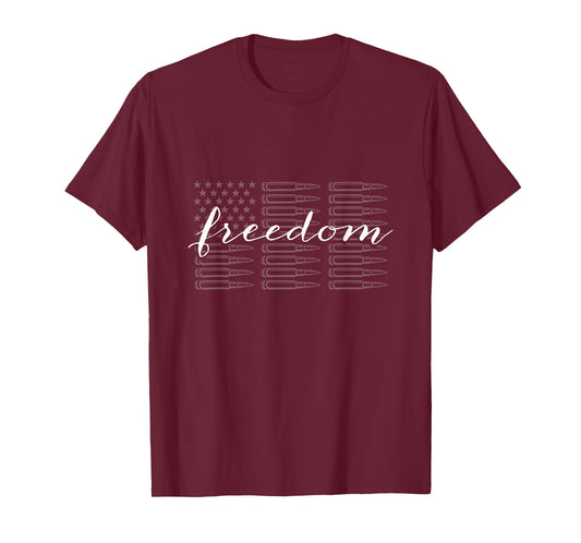 Freedom American Flag Made From Bullets 4th Of July T-Shirt for Women Men