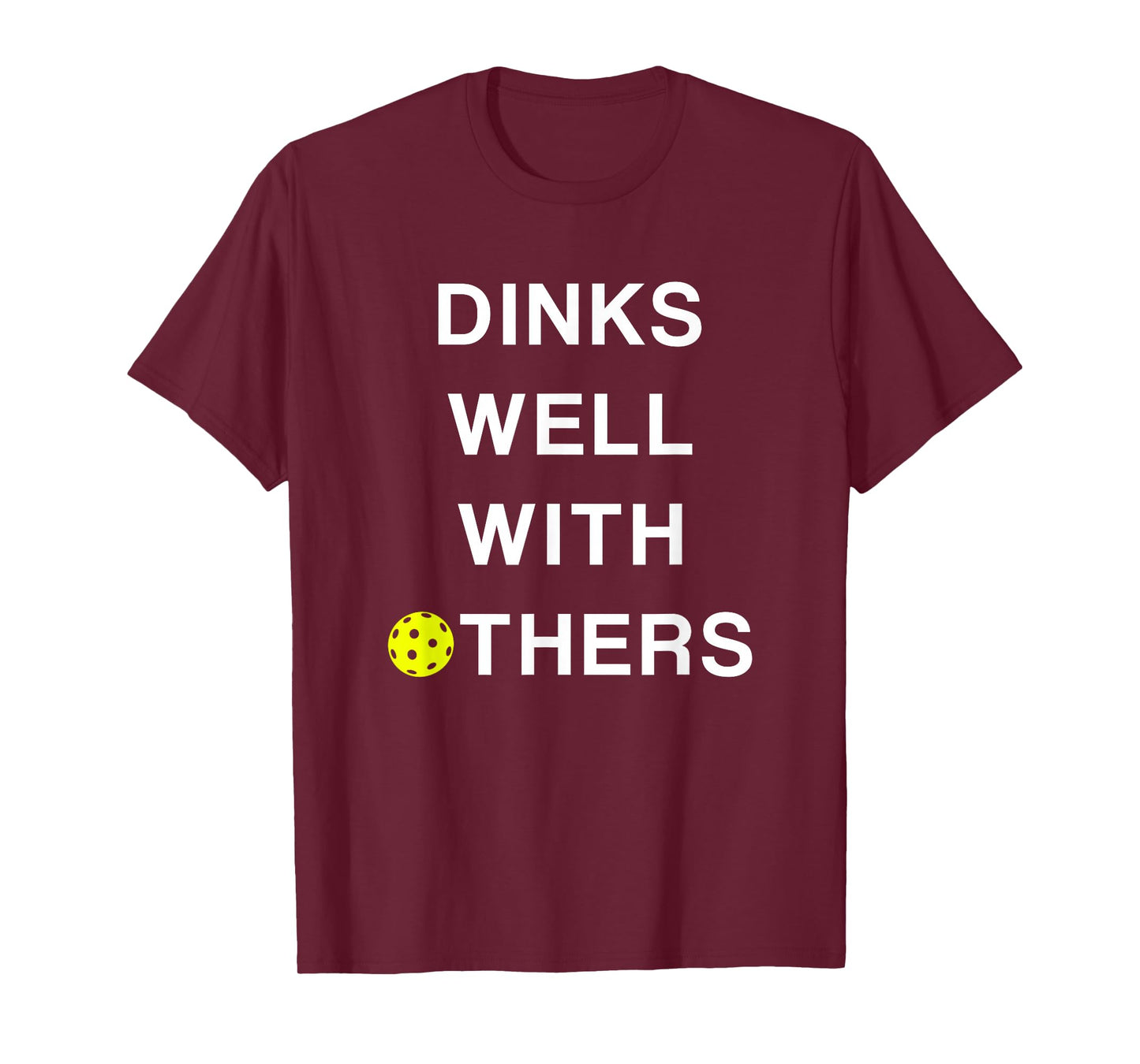 Threadrock Unisex-Adults Pickleball T-Shirt - Dinks Well with Others Funny Saying - Black - Small