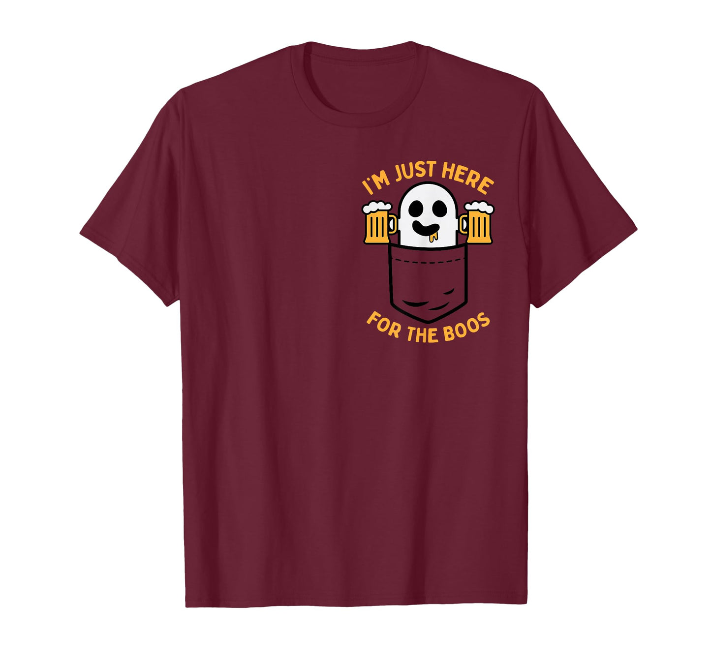 I'm Just Here For The Boos Cute Pocket Ghost Beer Halloween T-Shirt