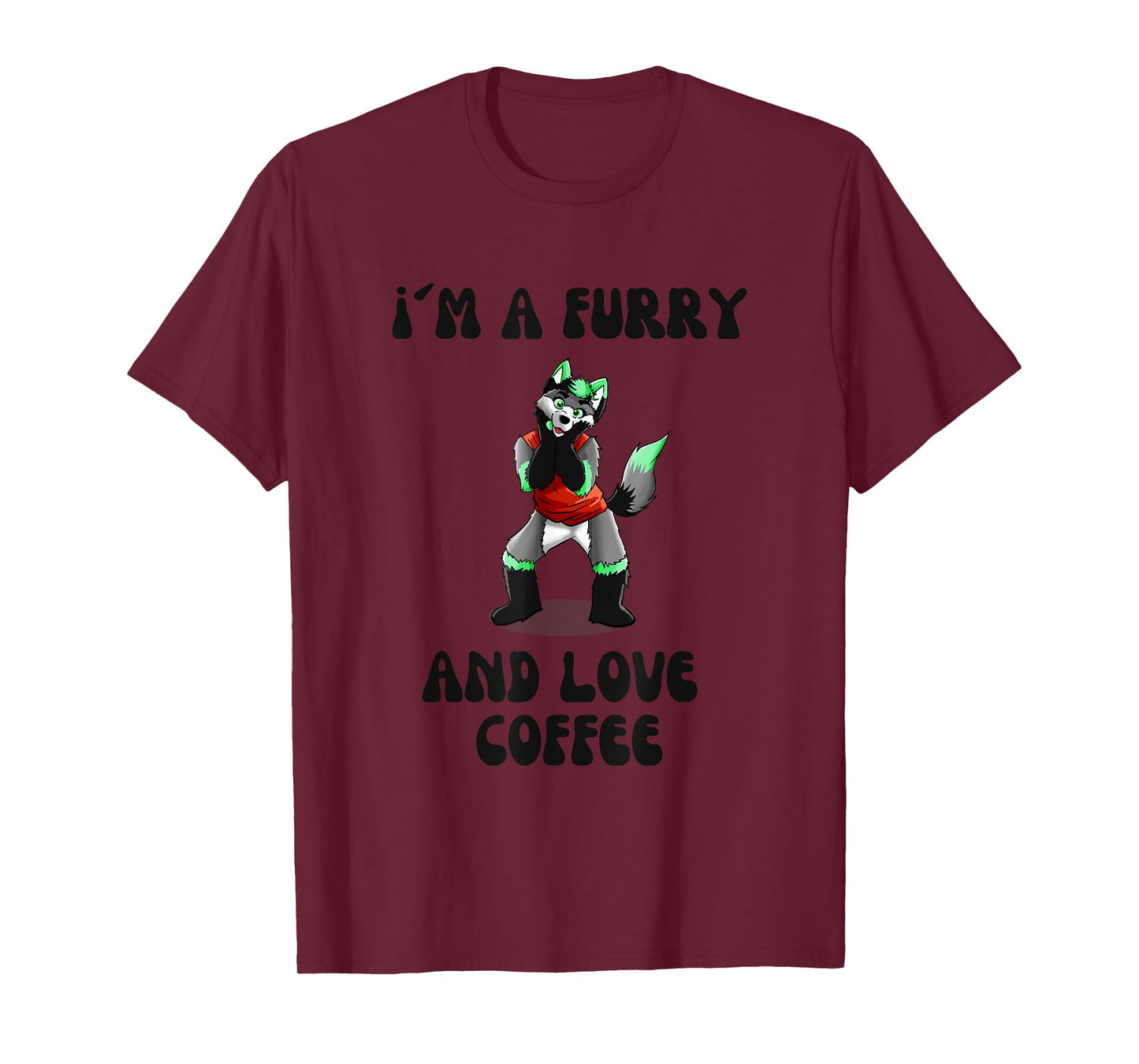 I´m a Furry and Love Coffee Wolf Fox Coffee Anime Comic T-Shirt