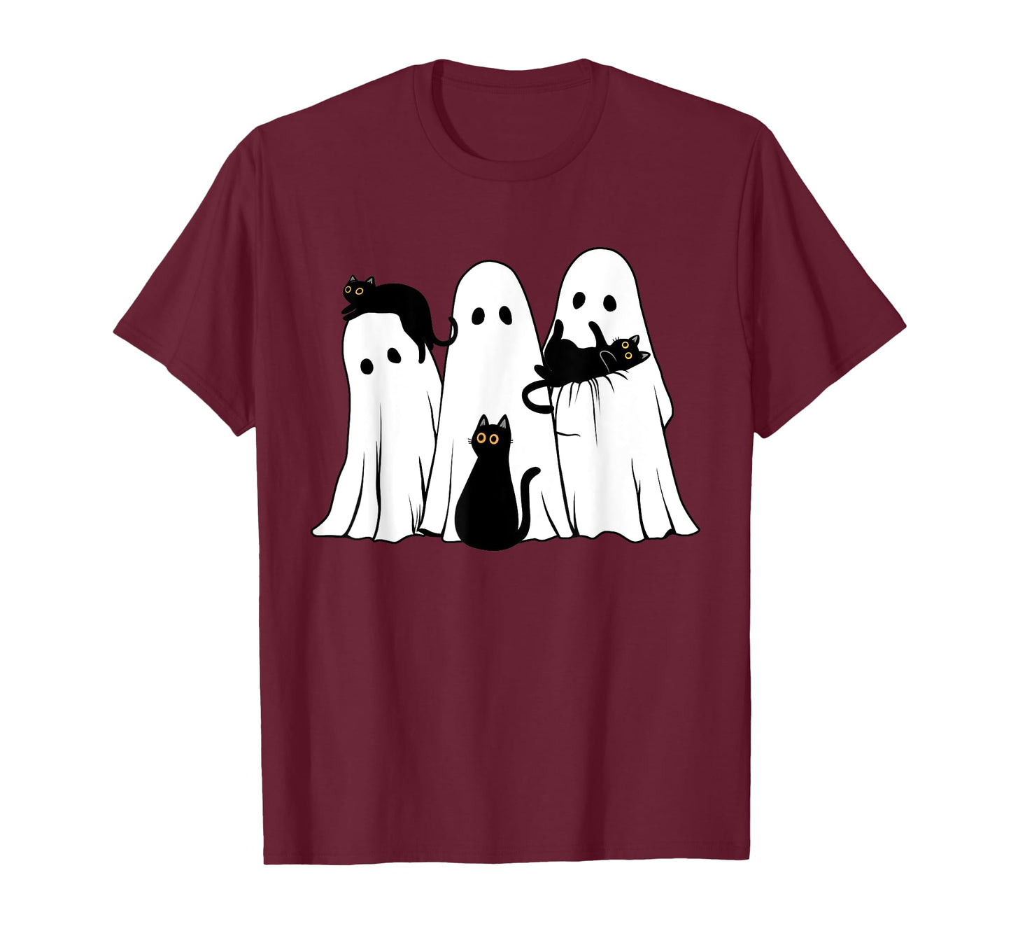 Ghost Holding Black Cat Funny Halloween Cat Lovers T-Shirt