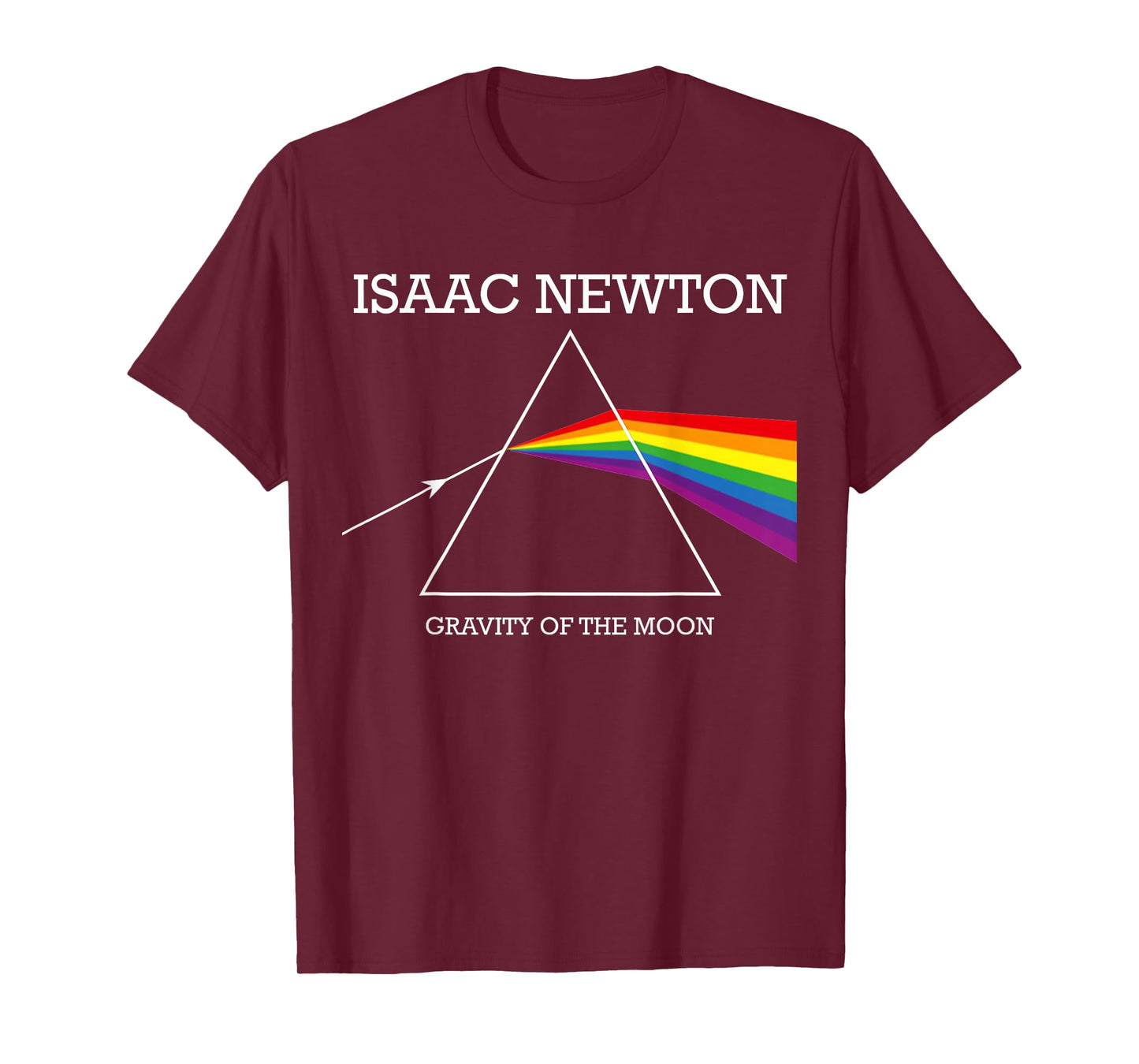 Nerdy Isaac Newton Prism Gravity of the Moon Rock Music Geek T-Shirt