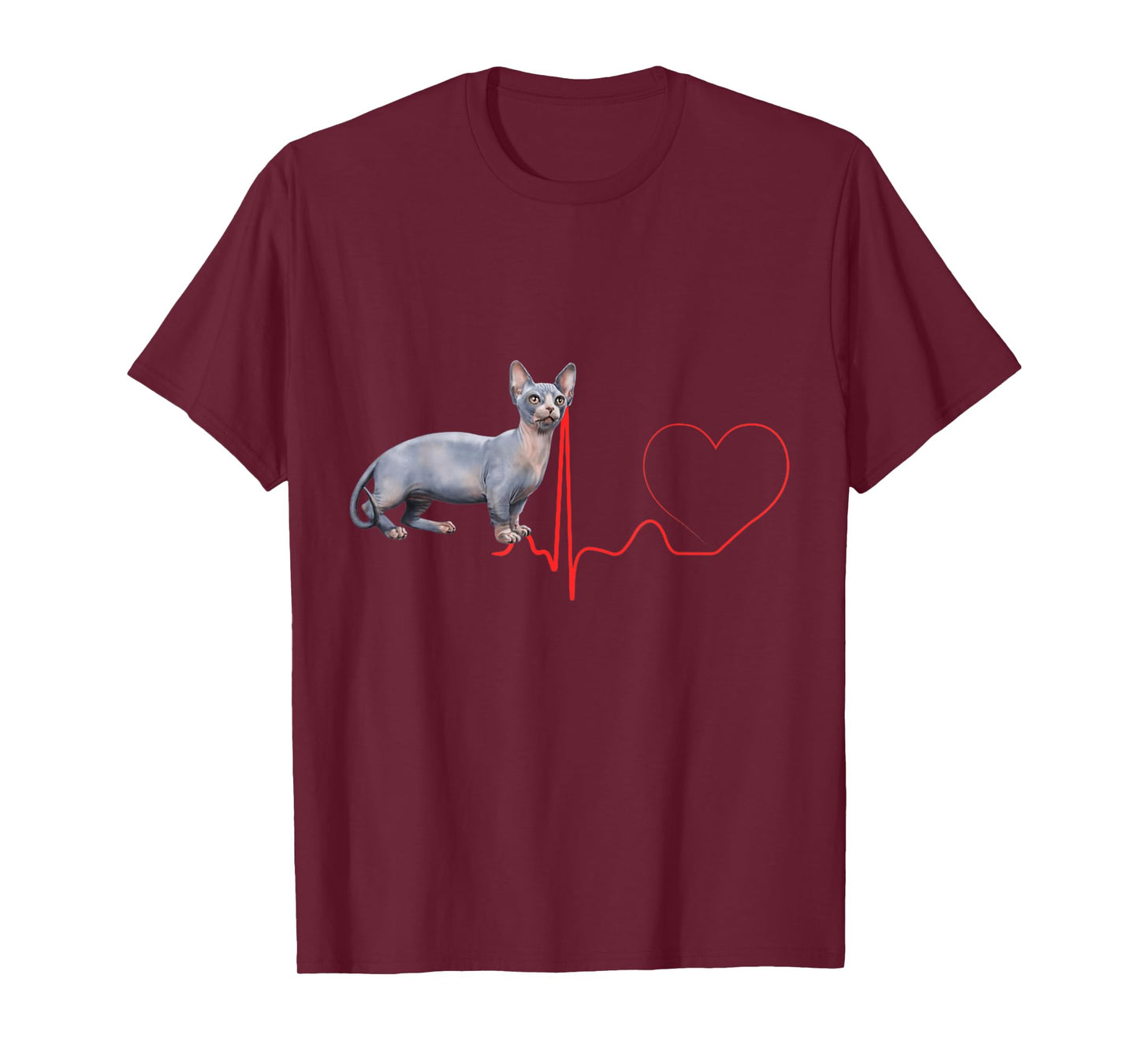 Minskin Cat Heartbeat EKG Funny for Cat Lovers Owners Men Women T-Shirt