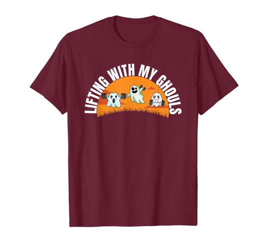 Lifting With My Ghouls Ghost Lifting Gym Workout Hallloween T-Shirt