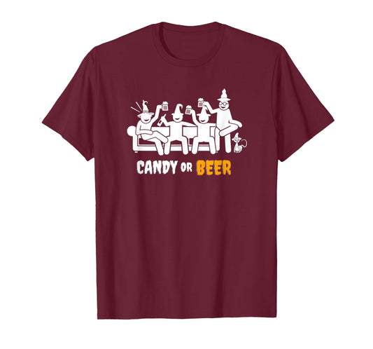 Candy or Beer Halloween Funny Design T-Shirt