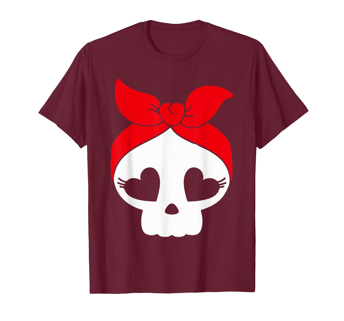 Skeleton Hear Eyes Lazy Halloween Costume Cute Skull Bandana T-Shirt