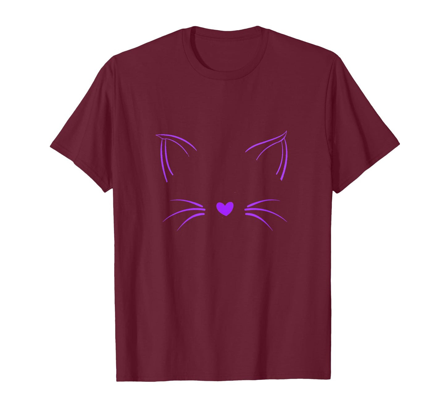 Purple Invisible Cat Face Purple Color Graphic T-Shirt