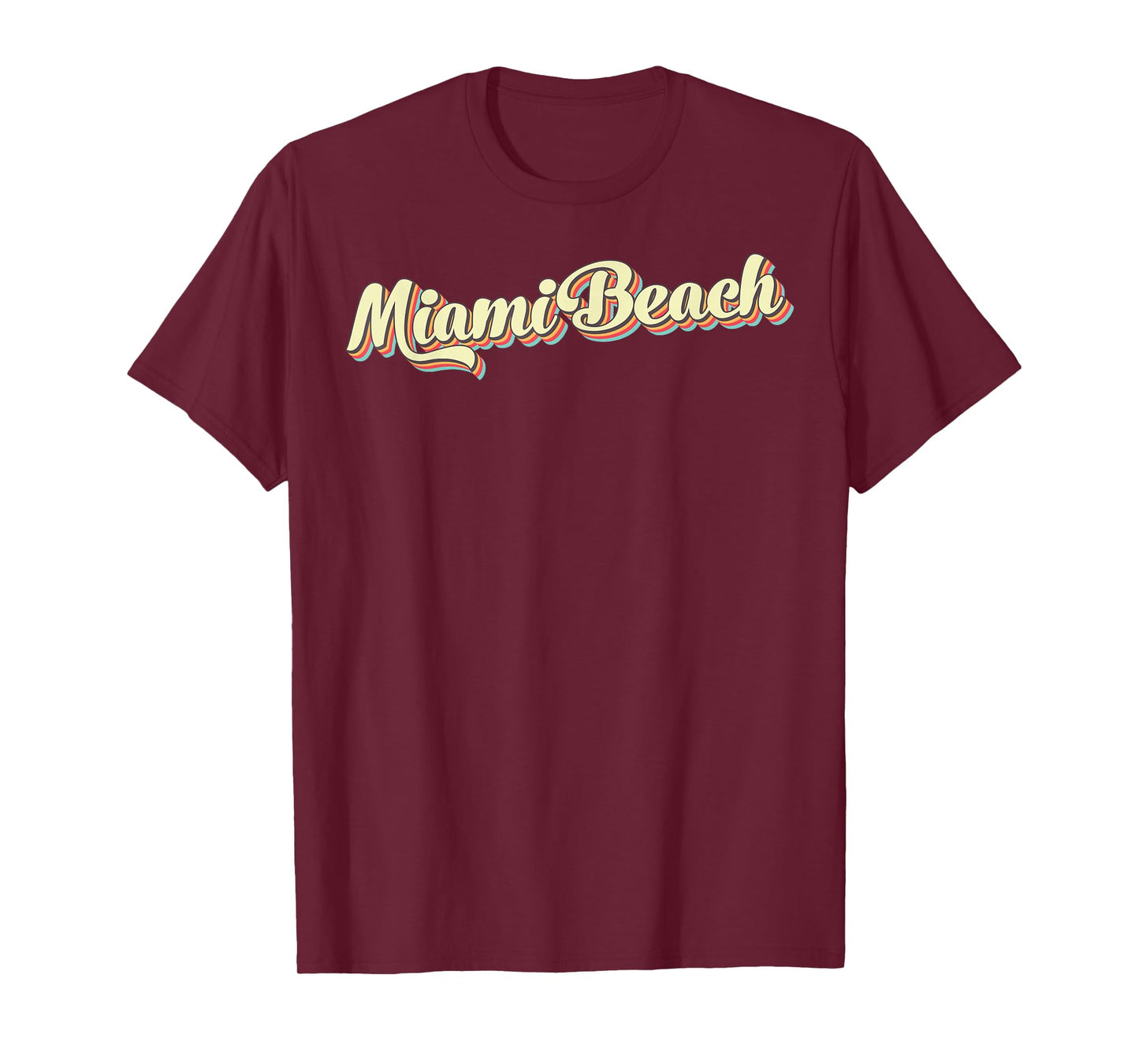 Miami Beach TShirt Retro Art Baseball Font Vintage T-Shirt