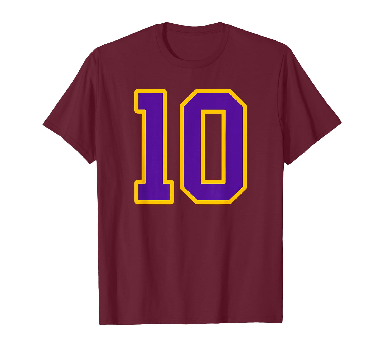 Purple and Gold Number 10 Jersey Player Uniform #10 Fan T-Shirt