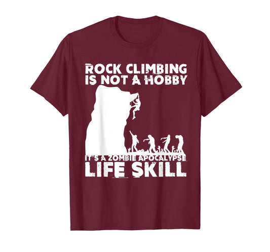 Funny Rock Climber Gift For Men Women Cool Zombie Climbing T-Shirt